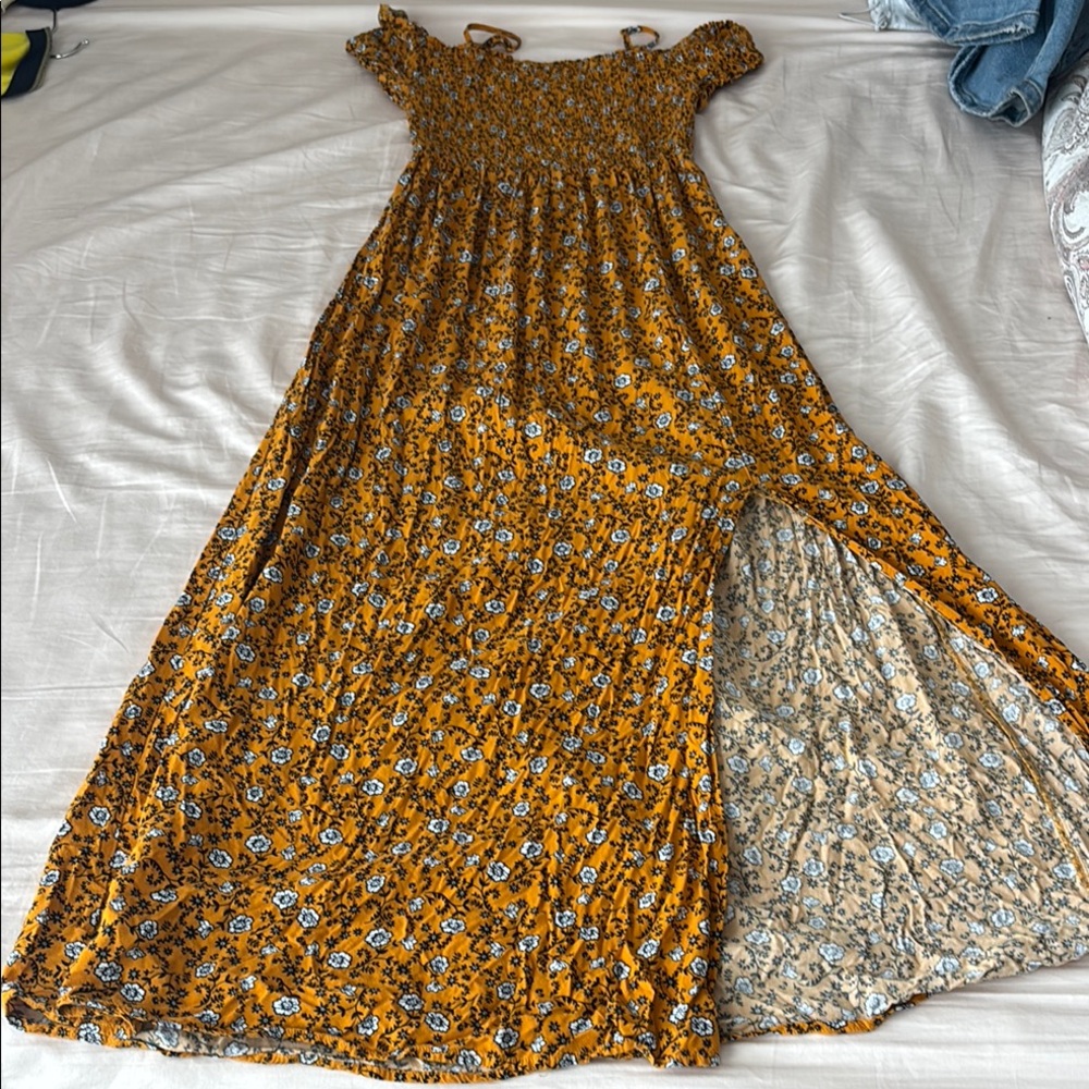 Mustard Floral Maxi Dress